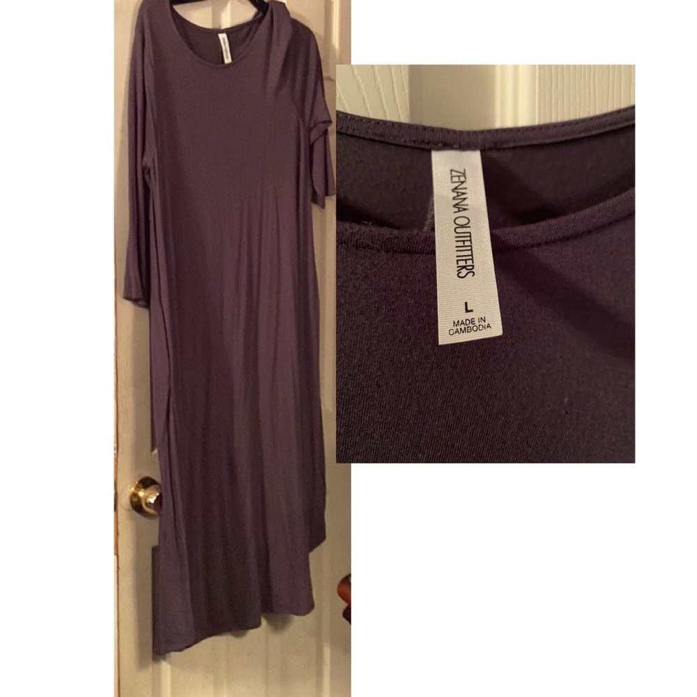 Womens maxi three quarter sleeve dress beautiful purple color